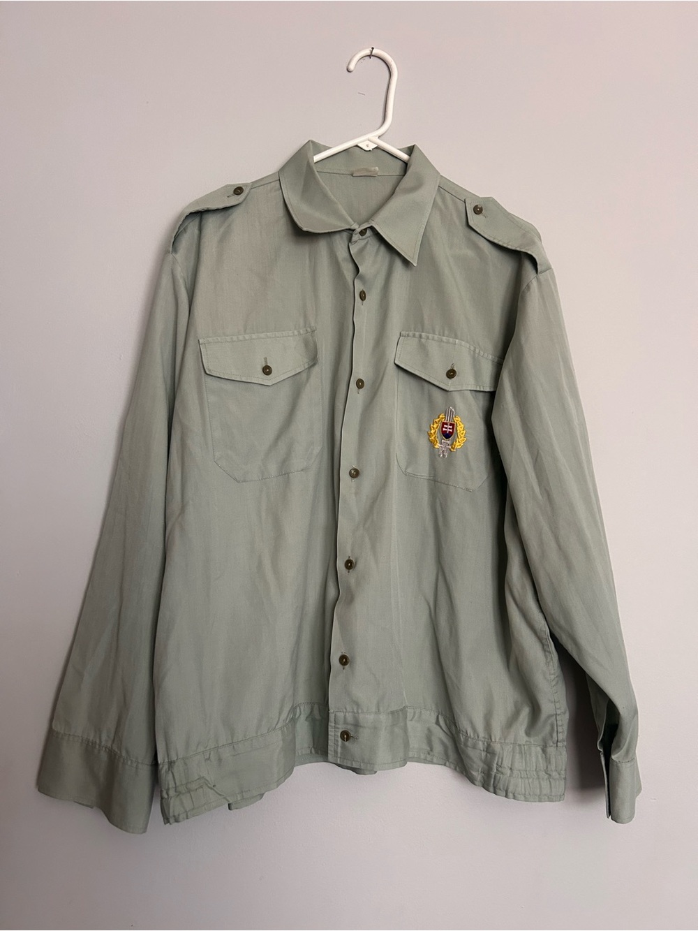 Vintage Genuine Slovakian army long sleeve Military Shirt W/ insignia  XL